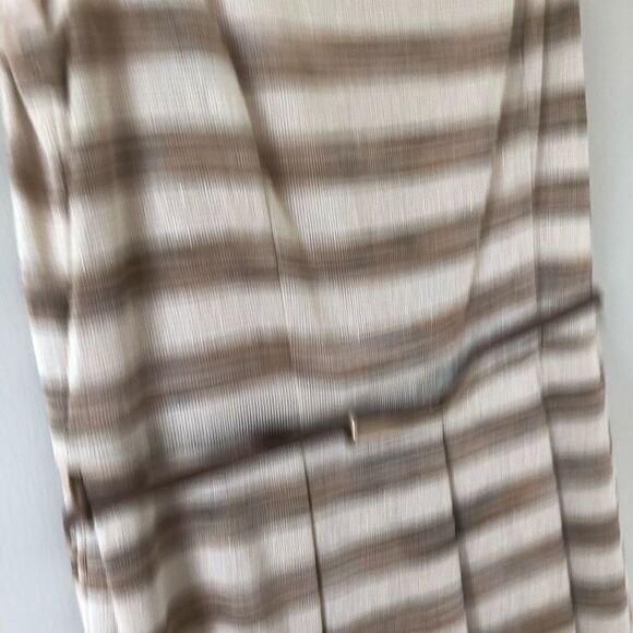 Muse Sleeveless Beige/Brown Striped Metallic Belted Fit And Flare Dress Size 8 - Picture 8 of 13